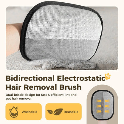 3 Pcs Electrostatic Pet Hair Removal Gloves with Bidirectional Bristle Design, Washable Reusable Cat Dog Hair Remover Grooming Glove Tool for Furniture, Bed Sheets,Car Seat (Black)
