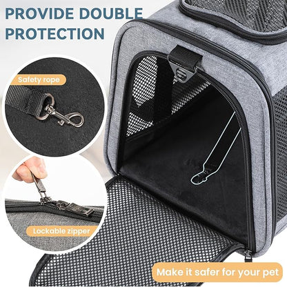 Petsfit Cat Carrier Small Dog Carrier, Lightweight Portable Soft Pet Carrier for Large and Medium Cats, 5-Sided Breathable Mesh, Escape Proof and Auto-Safe, Sturdy Structure