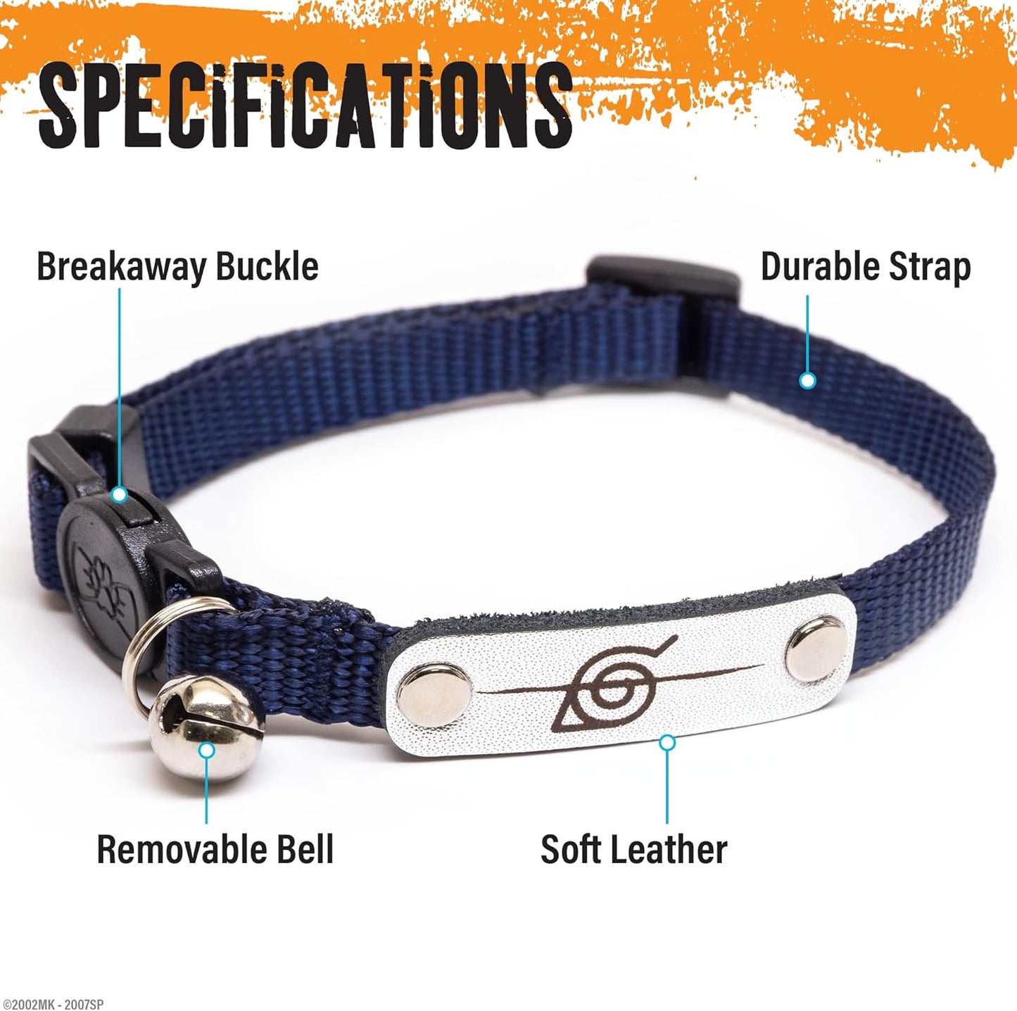 Naruto Breakaway Cat Collars for Girl & Boy Cats | Officially Licensed Naruto Shippuden Hidden Leaf Village Pet Accessories & Gifts, (8.5” to12”) Adjustable Cute Kitten Collar with Bell (Black, Rogue)