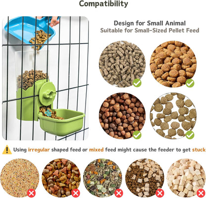 Automatic Pet Food Water Dispenser, Auto Gravity Pet Feeder Water Bottle Set for Cage, Feeding Station for Puppy Kitten Rabbit Guinea Pigs Chinchilla Ferret Hedgehog (Green)