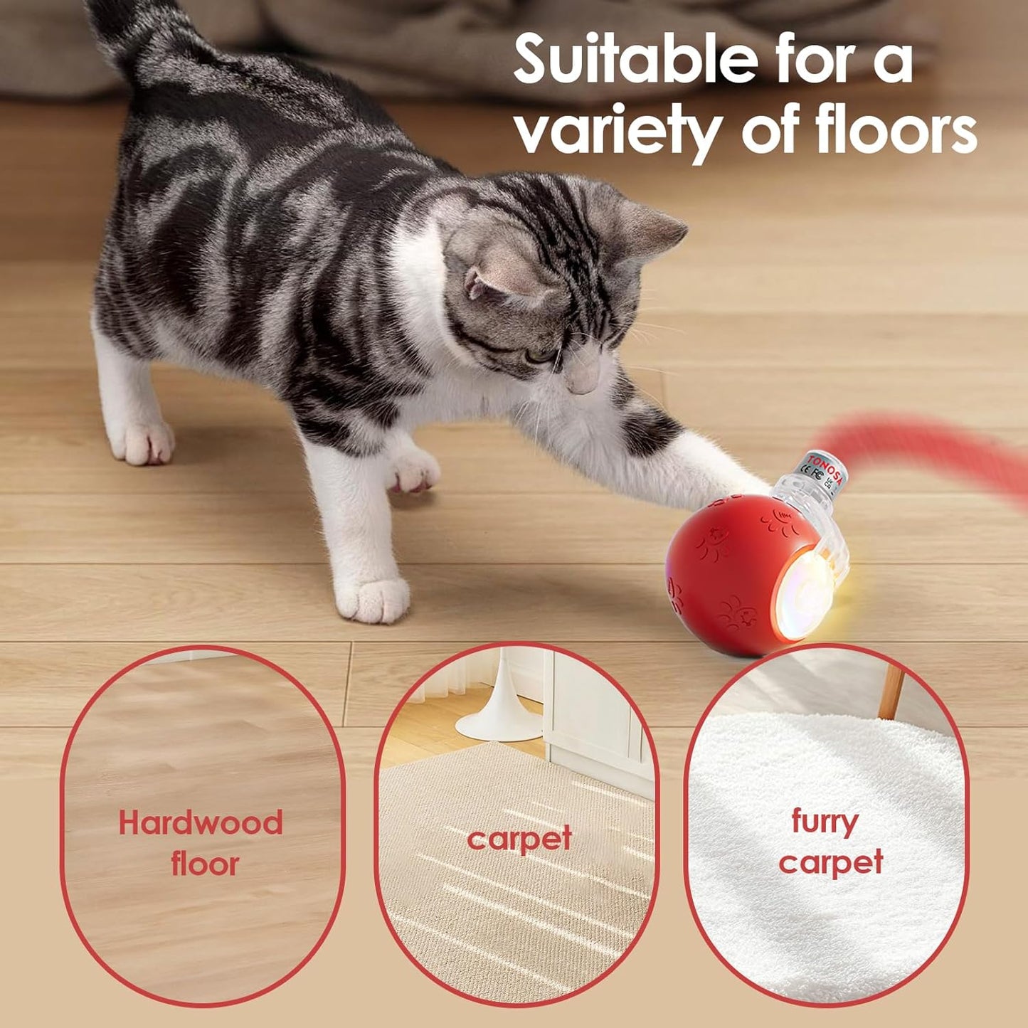 Interactive Cat Toys for Bored Indoor Cats - Motion Activated, RGB Lighting, 2 Speed Settings & 3 Modes - for Cats & Kittens!