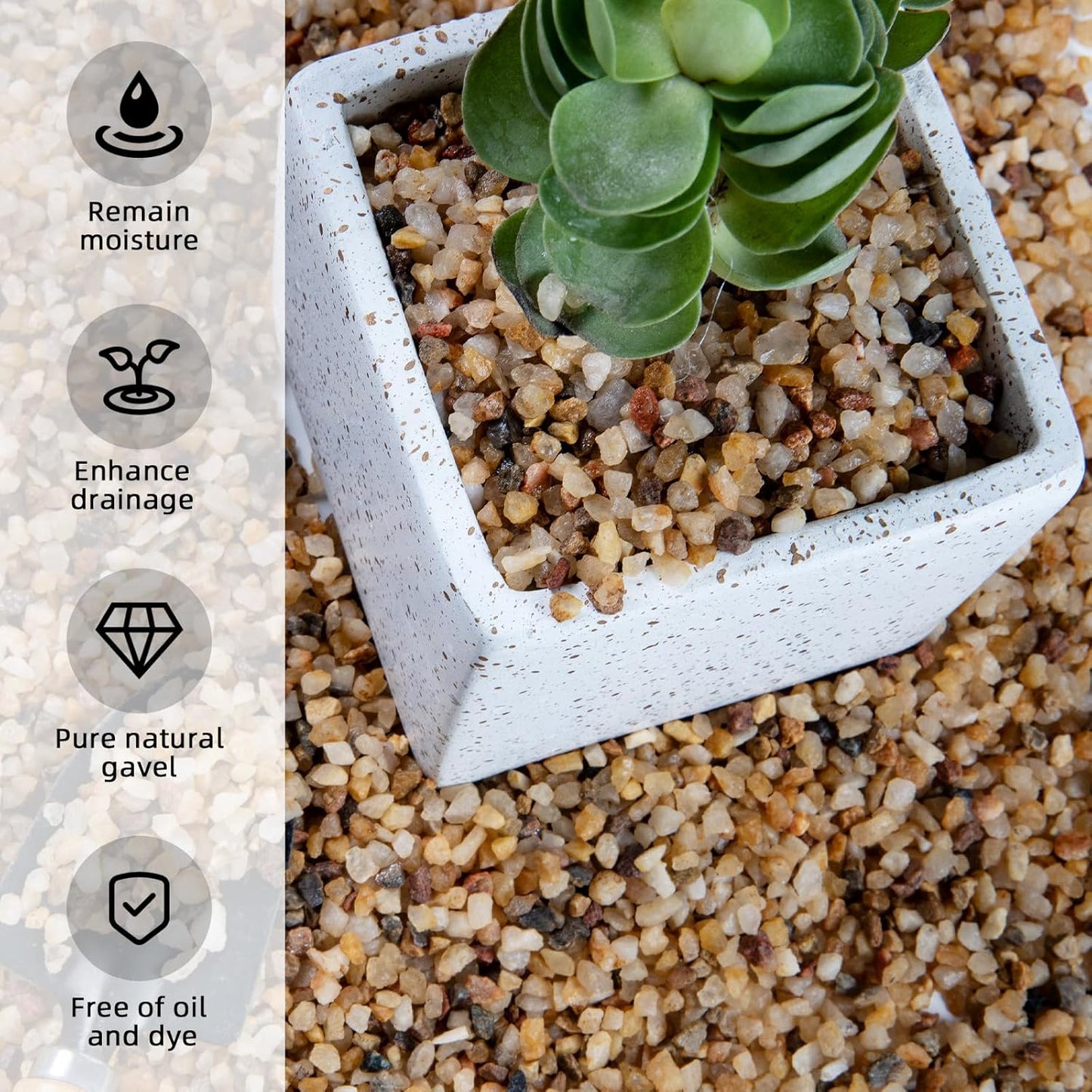 5lb Mixed Color Small Silica Gravel Pebbles, 1/5 inch Decorative Stones for Succulents, Pebbles for Vases,Plants Rocks, Aquarium Sand, Top Dressing, Outdoor Decorative Rocks