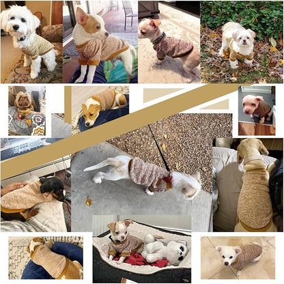 Jecikelon Dog Clothes Dogs Sweater Soft Puppies Clothing Winter Puppy Sweaters Warm Outfit for Dogs Small XXS XS Cat Apparel (Khaki, M)