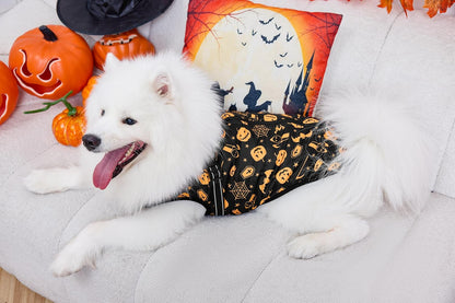 Aiboria Winter Dog Coat Windproof Fleece Jacket with Chest Strap Dog Vest Harness Halloween Black 3XL