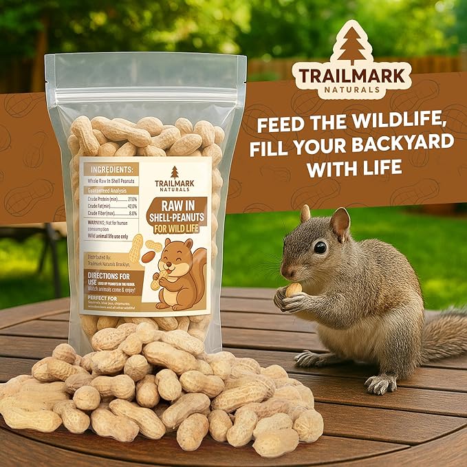 1 LB - Raw Peanuts For Squirrels, Raw In Shell Peanuts For Birds and Wildlife- Squirrel Food, Wild Bird Seed - Grown in The USA