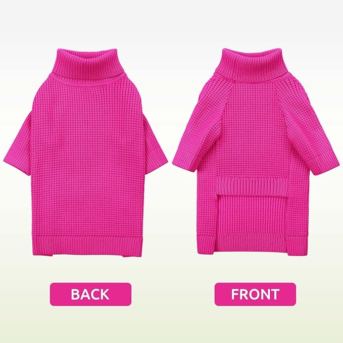 Queenmore Soft Warm Large Dog Sweater, Large Dog Sweaters for Male Dogs, Pet Christmas Sweaters, Extra Large Breeds Kintwear, Turtleneck Pullover Pet Clothes, Fuchsia 3XL