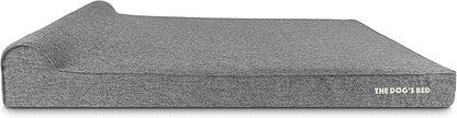 The Dog’s Bed Orthopedic Headrest Dog Bed XXXL Grey Linen, Memory Foam, Pain Relief for Arthritis, Hip & Elbow Dysplasia, Post Surgery, Lameness, Waterproof Washable Cover