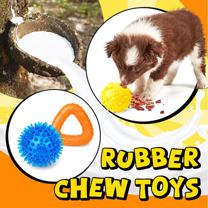 Zeaxuie 9 Pack Puppy Toys for Teething, Puppy Chew Toys with Cute Squeaky Dog Toys, Treat Ball and Rope Dog Chew Toys for Small Dogs, Hold a Bottle