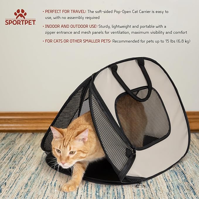 SportPet Designs Soft Sided Cat Carriers, Tan 20"