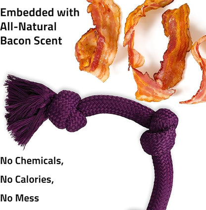 Playology Dog Toys | Dri-Tech Rope Toy Tug of War Rope for Aggressive Chewers | Jumbo Bacon Scented Toy - Easy to Clean and Made from Non Toxic Materials