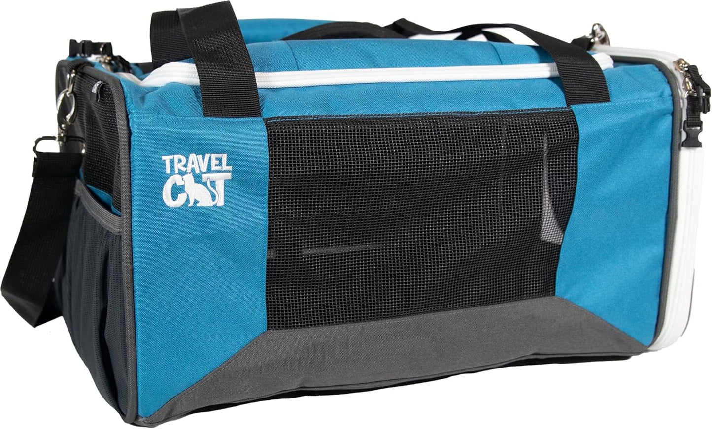 Travel Cat The Odyssey Soft Cat Carrier - Portable Comfort Soft Sided Travel Carrier for Small, Medium Cat, Kitten up to 20 LBs - Pet Travel Carrier Backpack with Shoulder Strap (Blue)