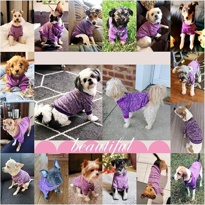 Jecikelon Dog Clothes Dogs Sweater Soft Puppies Clothing Winter Puppy Sweaters Warm Outfit for Dogs Small XXS XS Cat Apparel (Purple, M)