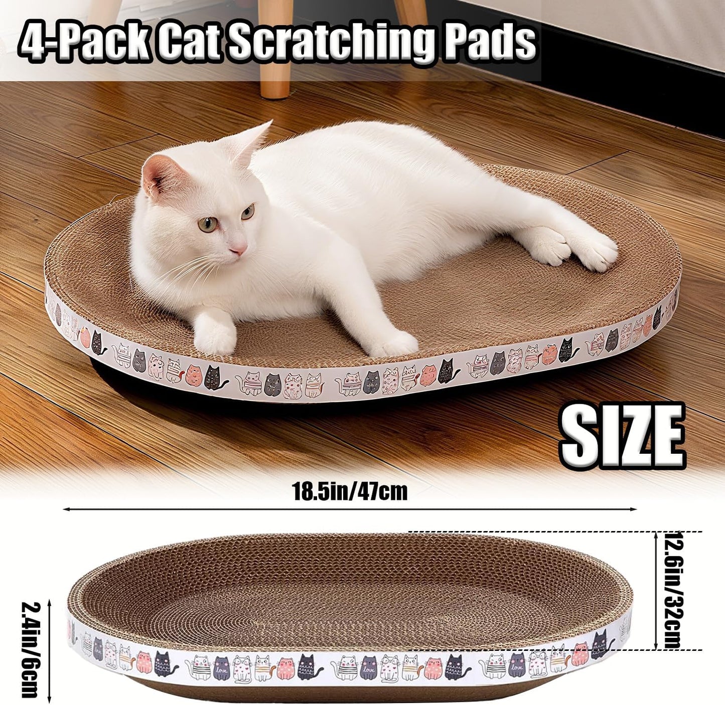 Cat Scratch Pad, 4 Pack Cardboard Cat Scratcher Pad Board Bed Bowl Cat Scratch Bed, Cat Scratcher Bed for Cats Grinding Claw Furniture Protector Indoor