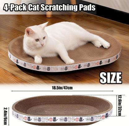 Cat Scratch Pad, 4 Pack Cardboard Cat Scratcher Pad Board Bed Bowl Cat Scratch Bed, Cat Scratcher Bed for Cats Grinding Claw Furniture Protector Indoor