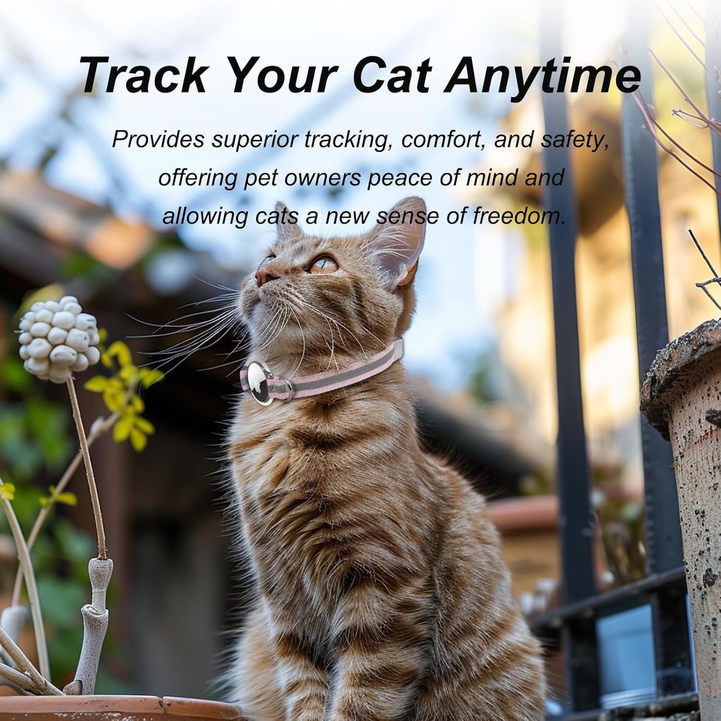 AirTag Cat Collar, Ultra Elastic Cat Tracker Collar with Apple Air Tag Holder, [Lightweight][Scratch Resistant] Stepless Adjustable GPS Pet Collar for Cats Kittens [Pink]