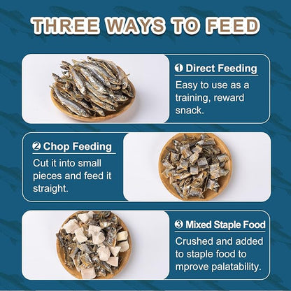 Dried River Fish - Dried Minnows Natural Food for Turtles Terrapins Cats Reptiles Large Tropical Fish（5.5 OZ）