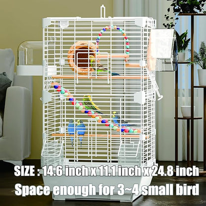 Basic Bird Cage, 24.8inch Parrot Cage (24.8" x 14.6" x 11"),Bird Cage with Ladder, Horizontal Bar, 2 Feeders, and Bird Nest