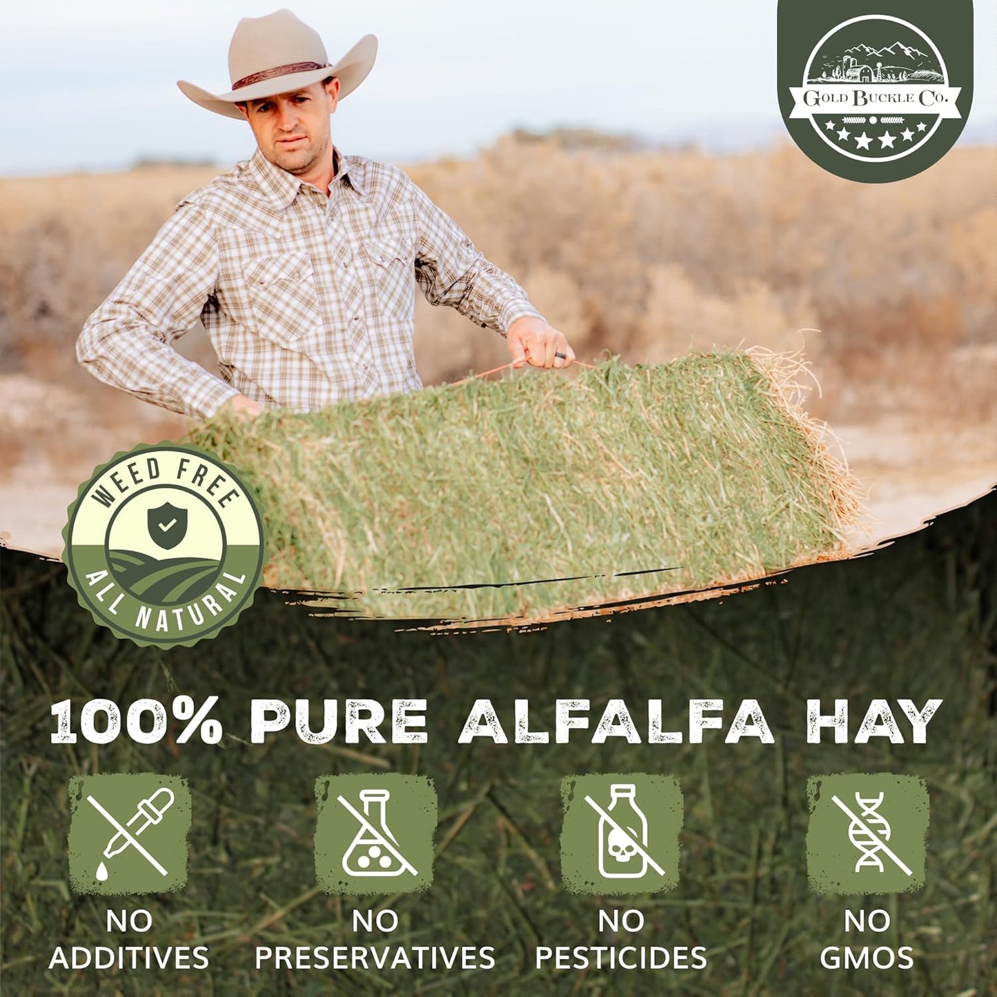 40lb Farm Fresh, USA Grown, Organic Alfalfa Hay for Rabbits, Guinea Pigs, Chinchillas, Goats, Hamsters & Ferrets - Small Animal Food Rich in Protein & Fiber - Just Dried, Hand-Selected