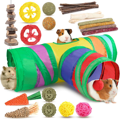 Sofier Guinea Pig Toys Tunnel Hideout Cage Accessories Chew Toys for Hamster Rabbit Ferret Rat Chinchilla Hedgehog Enrichment Playpen Boredom