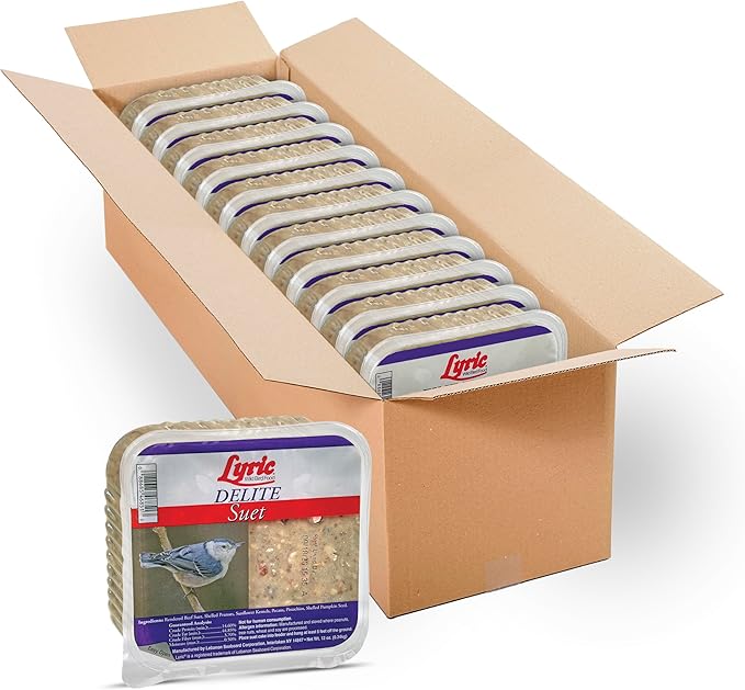 Lyric Delite High Protein Wild Bird Seed Suet Cakes for Wild Birds, 12 oz. (12 Pack)