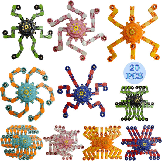 20 Pcs Fidget Spinner Toys Party Favors Easter Basket Goodie Bag Stuffers Funny Gifts for Kids Adults,Transformable Robot Fingertip Stress Relief Gyro Sensory Toys,Treasure Box Toy Prizes Supplies