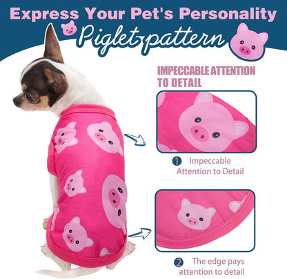 Adorable Pink Pig Dog Shirt: Lightweight Polyester Cartoon Puppy Vest, Small Medium & Large Dog T-Shirt, Summer Pet Clothes, Cute Dog Apparel, Breathable Dog Tank Top 3XL