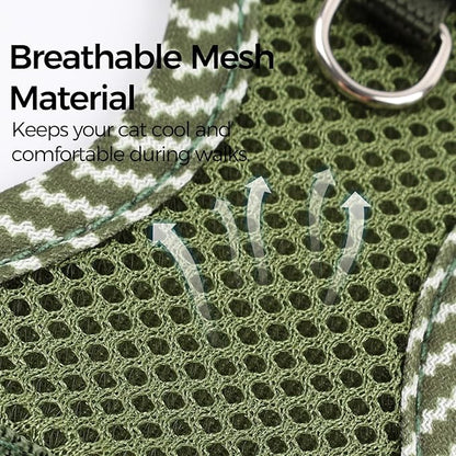 Cat Harness and Leash Escape Proof Small Kitten Harness Abyssinian Cat Vest for Walking Travel, Dark Green, S