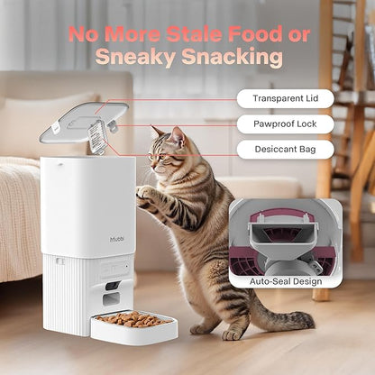 Automatic Cat Feeder with Camera, 5G WiFi Automatic Dog Feeder, 7L Cat Food Dispenser with Night Vision, 1-15 Meals, 1-99 Portions, 2-Way Audio, Jam Free, Ideal for Multiple Pets