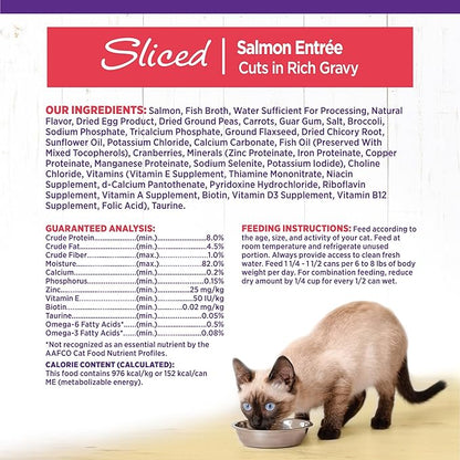 Wellness Complete Health Sliced Adult Wet Cat Food, Natural, Protein-Rich, Grain Free, 5.5 Ounce, 24 Pack, (Salmon Entrée)