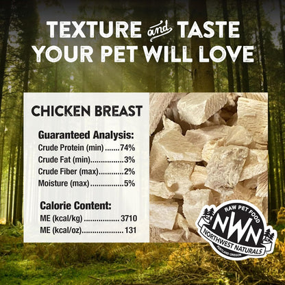 Northwest Naturals Raw Rewards Freeze-Dried Chicken Breast Treats for Dogs and Cats - Bite-Sized Pieces - Healthy, 1 Ingredient, Human Grade Ingredients, Natural, Made in USA, 10 Oz (Pack of 2)