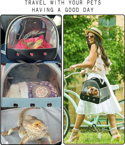 Bearded Dragon Travel Carrier,Lizards Carrier, Small Animal Travel Carrier for Sugar Glider Hedgehog Rat Parrot Bird Guinea Pig, Portable Guinea Pig Travel Bag for 2