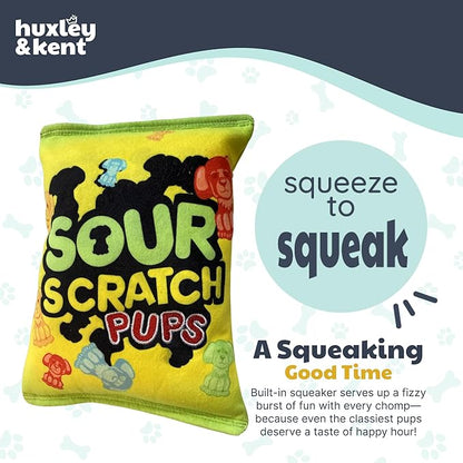 Huxley & Kent Funny Dog Toy w/Squeaker – Power Plush Squeaky Dog Toys for Small, Medium & Large Dogs – Soft Stuffed Animal for Indoor Play & Fetch - Sour Scratch, Large