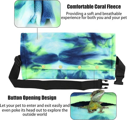 Esmorah Bearded Dragon Carrier and Leash Harness with Wings, Small Animal Sling Carrier and Reptile Carrier, Lizard Adjustable Harness and Sling Bag for Outdoor Travel Walking Rest