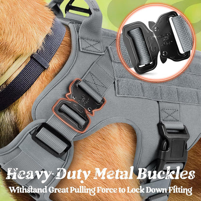 rabbitgoo Tactical Dog Harness for Small, Heavy Duty Pet Harness with Handle, No-Pull Service Vest Small Breed, Adjustable Military Dog Vest for Training Hunting Walking, Grey, S