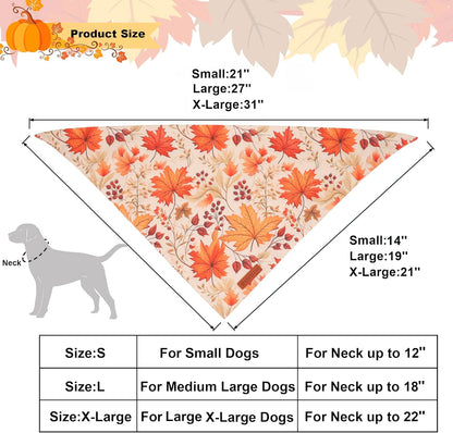 ADOGGYGO Fall Dog Bandana, Pumpkin Maple Leaf Autumn Thanksgiving Pet Scarf, Adjustable Fit Fall Bandanas for Medium Large Dogs Pets (Large)