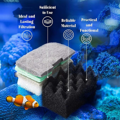 52 Pcs Replacement Filter Media Kit Compatible with Fluval 306/307 Aquarium Filters, Include Three Bio-Foams, Ammonia/Phosphate/Nitrite Remover, Towel and Grease