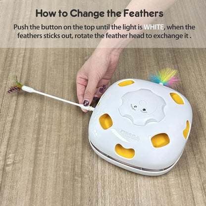 ORSDA Cat Toys, Interactive Cat Toys for Indoor Cats, 4 in 1 Automatic Rechargeable Enrichment Toy for Cats Home Alone for Bored Indoor Self Play Kitten