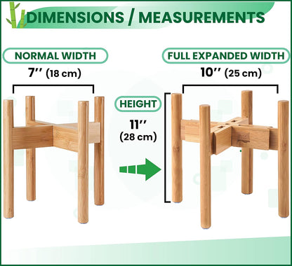 Dog Bowl Stand for Large Dogs - Use to Elevate, Raise Dog Food and Water, Deter Ants/Bugs - Expandable Sideways, Fits Various Sizes of Slow Feeders, Dishes and Drink Fountains - Bamboo