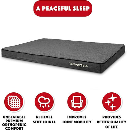 The Dog’s Bed Orthopedic Memory Foam Jumbo Dog Bed, XXXL Grey Plush, Pain Relief for Arthritis, Hip & Elbow Dysplasia, Post Surgery, Lameness, Supportive, Waterproof Washable Cover