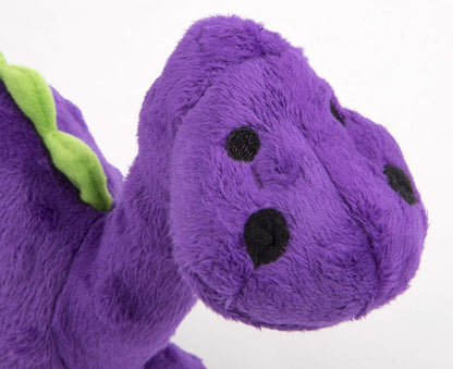 goDog Dinos Bruto Squeaky Plush Dog Toy, Chew Guard Technology - Purple, Small