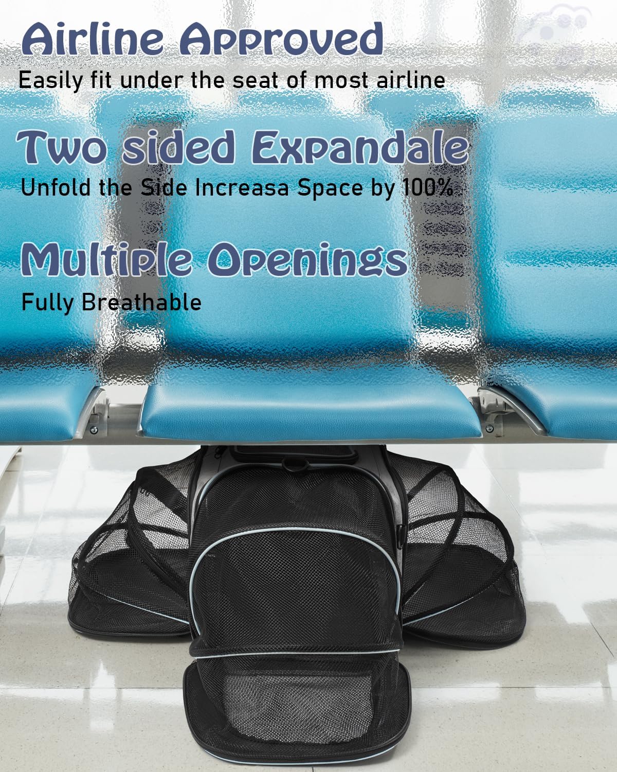 Siivton Cat Carrier,4 Sided Expandable Pet Carrier for Travel,Collapsible Soft-Sided Carriers with Removable Fleece Pad and Shoulder Straps,Airline Approved(17.5"x 11"x 11")