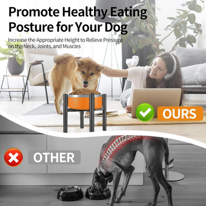Lifted Dog Bowl Stand - Without Bowls, Single Raise Pet Food Table Adjustable Wide 6-10", Tall 8 10 12" - Bowl Stand Size Optional, Dog Bowls Holder Elevated for Small Medium Large Dogs Breed