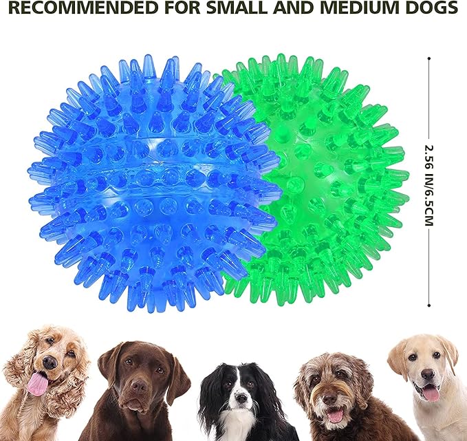 petizer 6 Pack 2.5” Squeaky Dog Toy Balls, Floating Dog Pool Balls, Spiky Dog Balls, Durable Interactive Fetch Toys for Puppy, Dog Chew Toys for Teething (2.5"", Small Dog), Set of 6