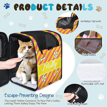 Cat Backpack Carrier-Customizable, Breathable Pet Carrier Backpack for Outdoor Travel/Vet Visits/Daily Use, Adjustable & Secure Design for Small Dogs and Cats Style11