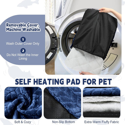4 Pack Self Heating Cat Pad 16 x 20 Inch Self Warming Cat Bed Non Slip Warm Dog Pad Mat Washable Pet Kennel Crate Bed Mat for Indoor Outdoor Pets(Navy Blue,16 x 20 Inch)