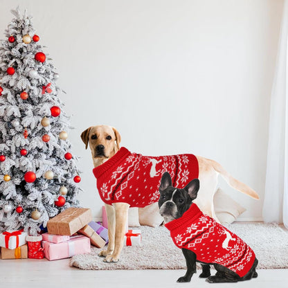 Rypet Dog Christmas Sweater for Large Dogs Warm Soft Christmas Dog Outfits Pet Holiday Sweater Firm Durable Pet Turtleneck Knitwear Dogs Sweaters Pets Winter Coat for Females and Males （L）