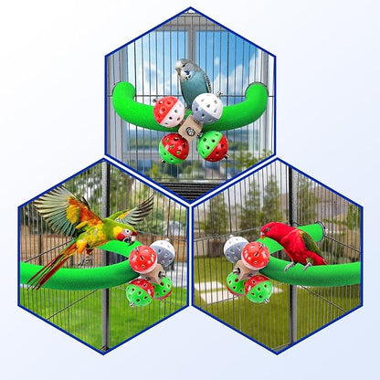 U Shape Parrot Perch Stand Toy Bird Platform Sand Paw Grinding Clean Stick Exercise Conure Budgie Cockatiel Cage Accessories (Green-Rotate)