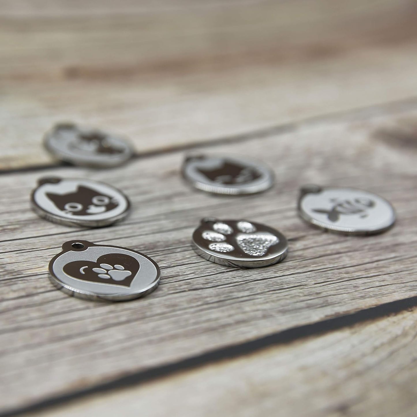 Stainless Steel Cat ID Tags - Engraved Personalized Cat Tags includes up to 4 Lines of Text with Kitty Face Shape