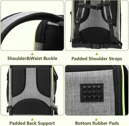 Pecute Bird Carrier Backpack, Parrots Bird Backpack with Visible Window, Adjustable Height Standing Perch, Feeding Cans, Waterproof Pads, Lightweight Foldable Birds Travel Cage for Hiking Camping