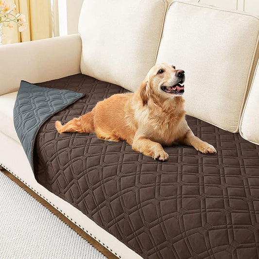 hyha Waterproof Dog Bed Blanket, Soft Pet Blankets, Waterproof Couch Cover for Dogs, Reversible Sofa Covers Washable for Furniture (30x70 Inch, Chocolate/Dark Grey)
